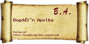Bogdán Apolka névjegykártya